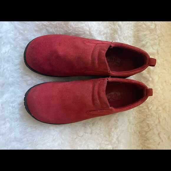 Route 66 leather red suede clogs with black rubber soles size 9 - Picture 3 of 8